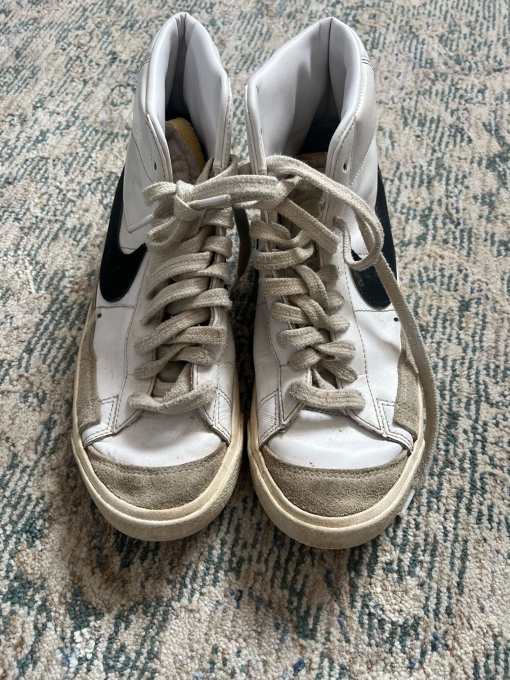 Nike White High-Top Sneaker with Yellow Tongue